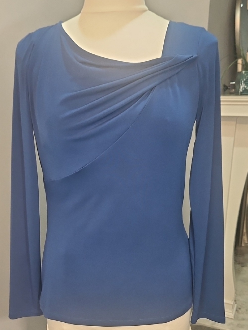 The Limited Royal Blue Draped Long-Sleeve Top